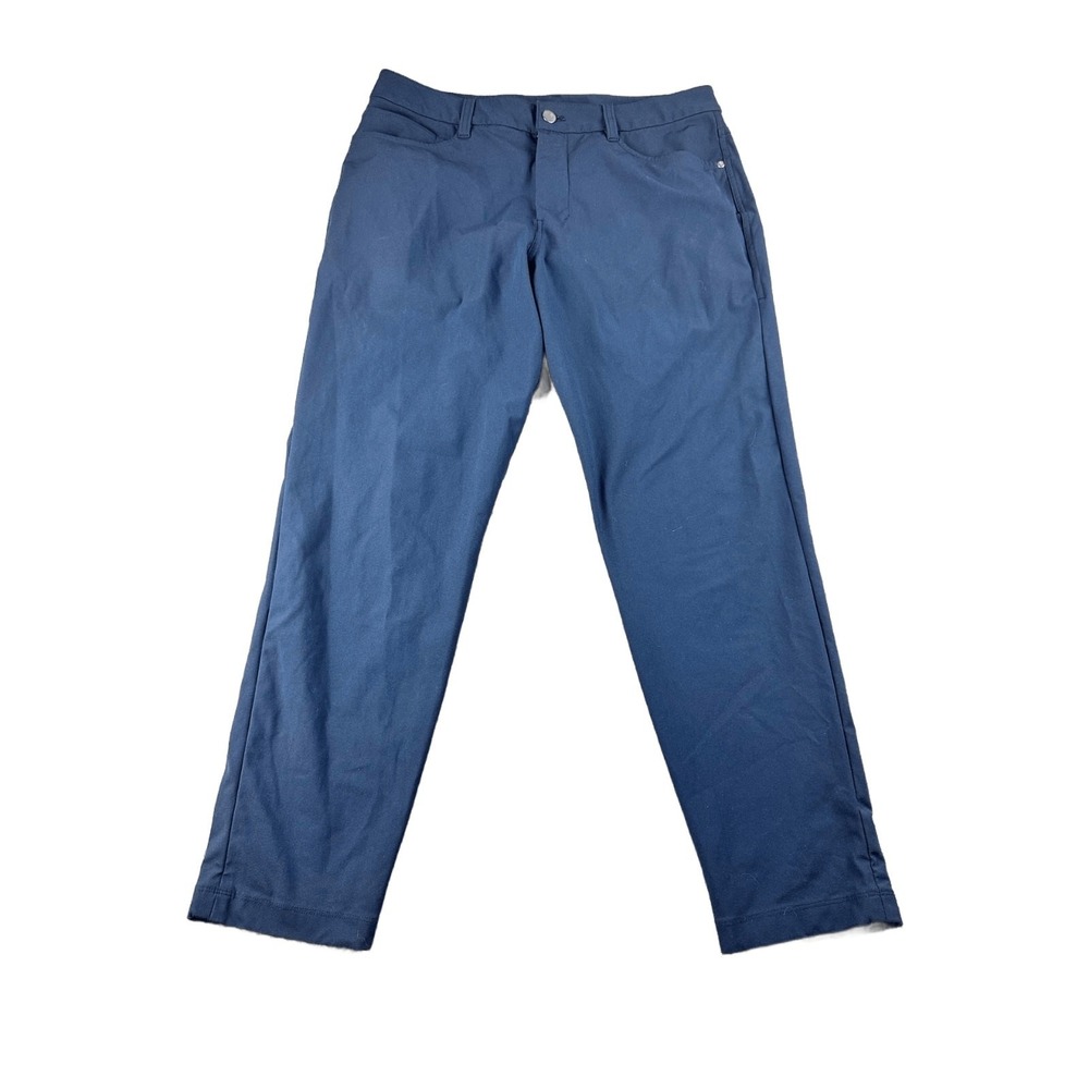 Lululemon ABC Chino Pants Men 32 Blue Slim Warpstreme 5 Pocket Preppy Office
